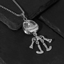 Cartoon skeleton pendant, silver color, 70 cm