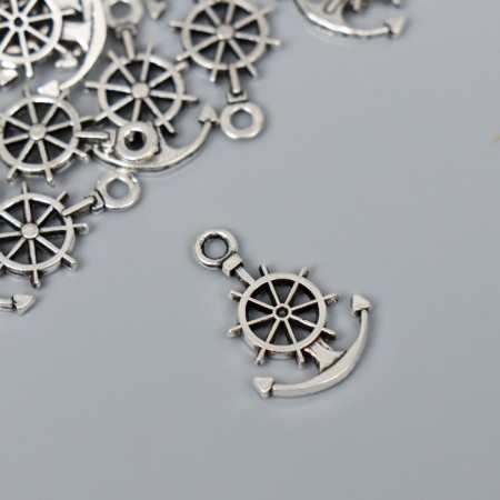 Decor for creativity Metal "Anchor and helm" silver G096b578 2.1x1.4 cm