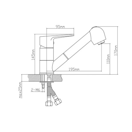BouOU B8282-8 kitchen mixer, with exhaust watering can, 40 mm cartridge, brass, chrome-4