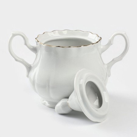 Porcelain sugar tower with a lid, 550 ml, white color-2
