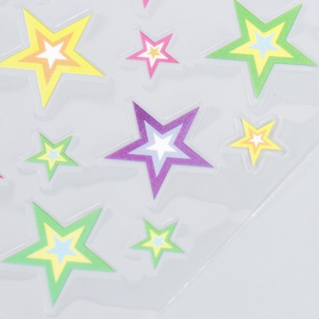Plastic sticker "Stars/heart/flowers" mix 19x10 cm-3