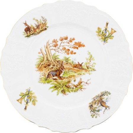 Small plate bernadotte, decor "Hunting Stories", 27 cm-3
