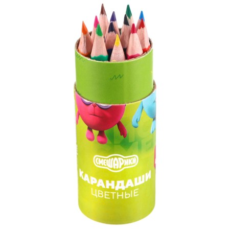 Colored pencils in a tube, 12 colors, trihedral, Smeshariki-7