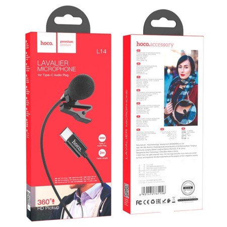 The loop microphone Hoco L14, Type-C, 2 m, black-8