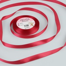 Satin tape, 12 mm × 23 ± 1 m, color raspberry-red No. 134