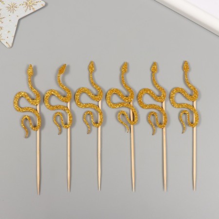 Decor for creativity "Golden-Brilliant Snake" 12.5 cm (set 6 pcs)-1