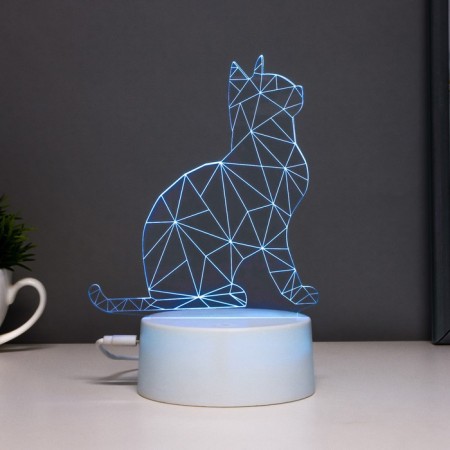 Touch -lamp "Cat sit" LED 7 colors USB/from white batteries-8