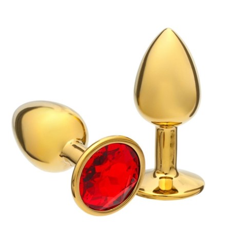 Anal traffic jam-hoods, gold, red crystal, d = 27 mm