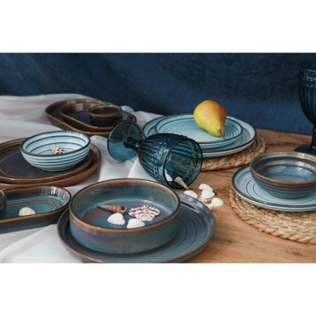 Porcelain dessert plate Magistro Garland, D = 17 cm, blue color-7