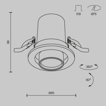 The built-in lamp Technical DL045-01-10W4K-W, 10W, 9.5x9.5x9.8 cm, LED, 840LM, 4000K, white color-8