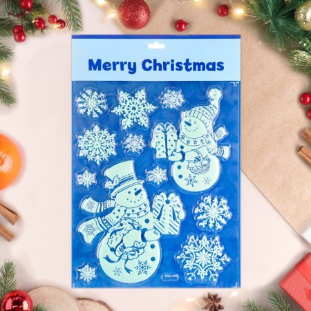 Stickers on the windows "New Year" snowmen, 27 x 18 cm-1