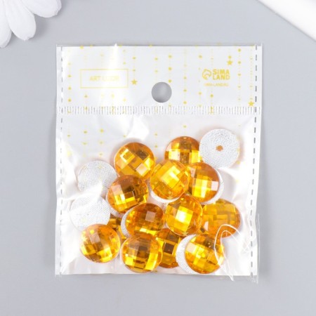 Decor for creativity plastic "Rhinestones Round. Amber" set 25 pcs 1.6x1.6 cm-4