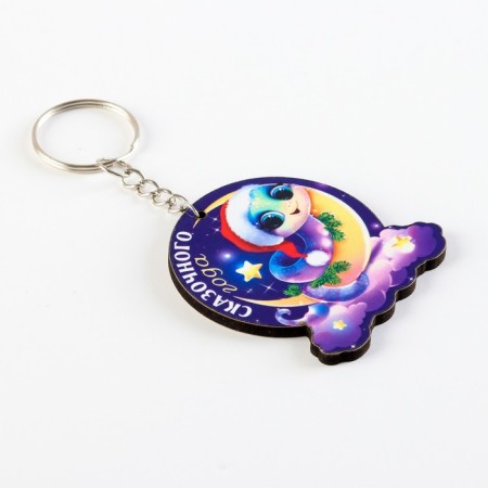 Wooden keychain "Snake on the Moon", 5.3 x 5.8 cm-2