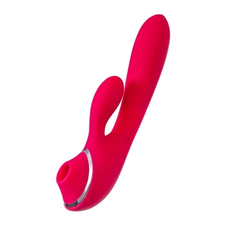 Vibrator with clitoral and vacuum stimulations Jos Doobl, 20 cm, silicone, pink color-5