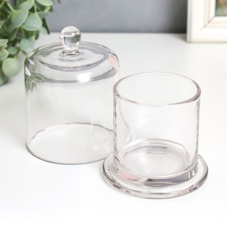Bank for candles glass with a lid "Dome" Transparent 11.2x9x9 cm-1