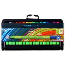 A set of capillary pens Schneider, Link -it, 16 colors, 0.4mm, in a plastic case