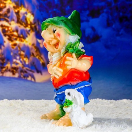 Garden figure "Dwarf with a hare and carrot" 46cm mix-8