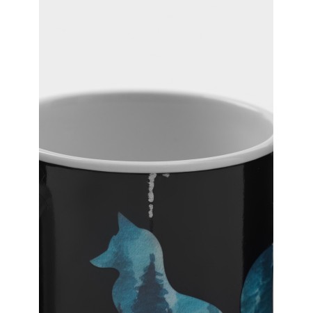Mug - chameleon ceramic shade "The mysterious fox", 350 ml, white color-8