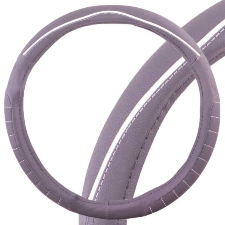 Leather braid, l gray Skyway, with a white strip, S01102322