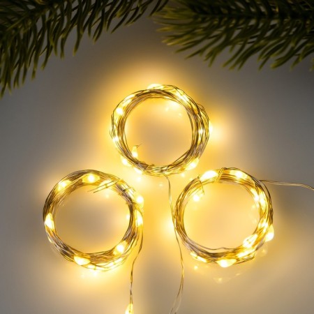 Set of garlands “thread” 2 m Rosa, IP20, silver thread, 20 LED, warm white glow, 3 modes, AG13x3, 3 pcs.