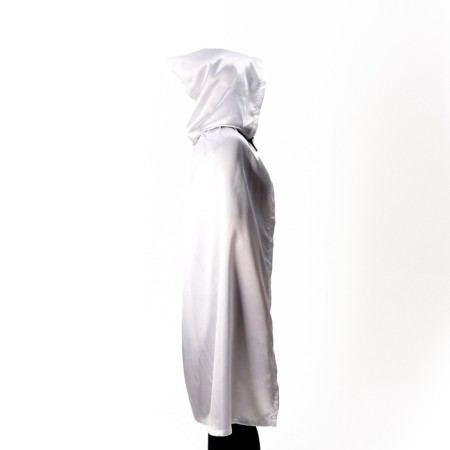 Carnival cloak adult, satin, white length 120cm-1