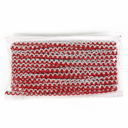 Red-silver braid “wave”, width 0.8 cm, in package 25 m-3