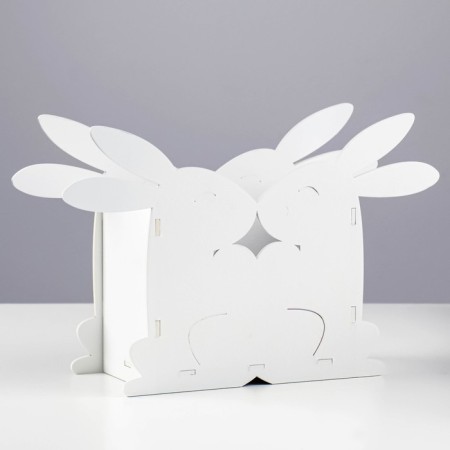 Kashpo wooden "bunnies" 16.5x25.4x8.6 cm white/pink-3