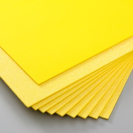 Foamiran glitter 2 mm, 20x30 cm, bright yellow-3