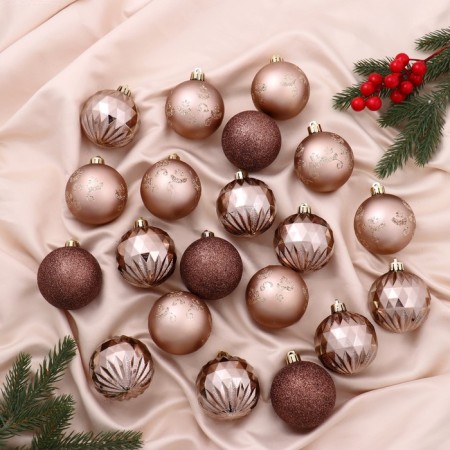 Set of balls plastic D-6 cm, 20 pcs "Laurent" brown