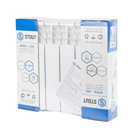 Bimetallic radiator Stout Space 350, 350 x 90 mm, 6 sections-7