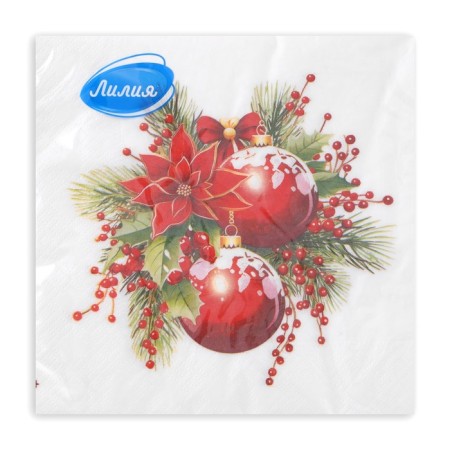 New Year's napkins Paper Lilia "New Year's composition", 2 layers, 33x33 cm, 20 pcs-2
