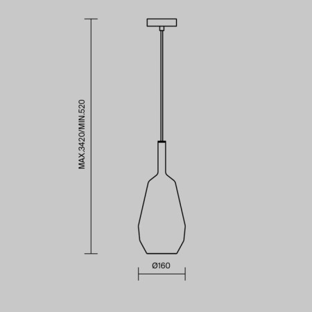 Suspension lamp Maytoni Mod271PL-01B7, 1HE27, 60W, 16x16x342 cm, Black color black-11