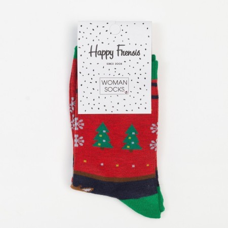 Women's socks "deer", red color, size 23-25-4