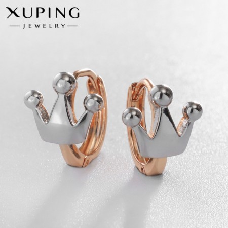 Earrings Metal Xuping Crown, color silver-gold