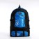 A backpack on a zipper with an increase, 55l, 5 external pockets, blue color