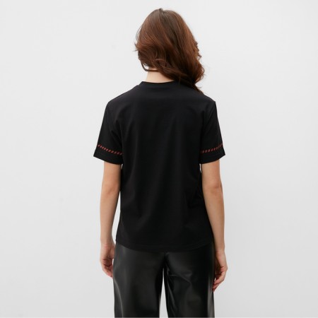 Women's T-shirt with Red Kant Basic Line Black Color, Rr. 42-3