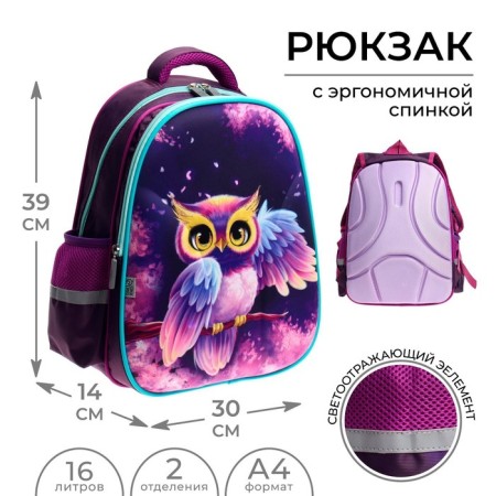 Backpack backpack Calligrata, 39x30x14 cm, "owl", for girls-1