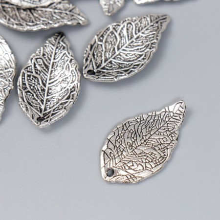 Decor for creativity Metal "List with Lives" silver 2.6x1.5 cm-1