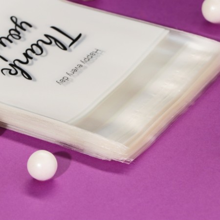 BOPP package with sticky tape, "Thank you", 10*10+3cm-4