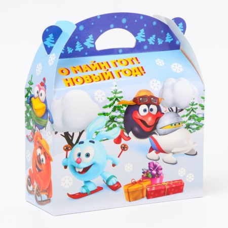 New Year. Gift box New Year's Baul "Smeshariki" License 22 x 9 x 22 cm (+5.6 cm).-1