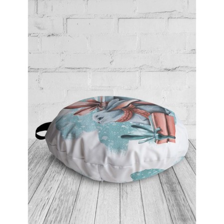 Pillow Siddle "Bunny with a gift", decorative, d = 52 cm