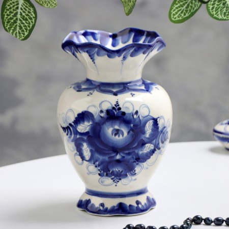 Vase "Tenderness", Gzhel, Porcelain, 19x11 cm