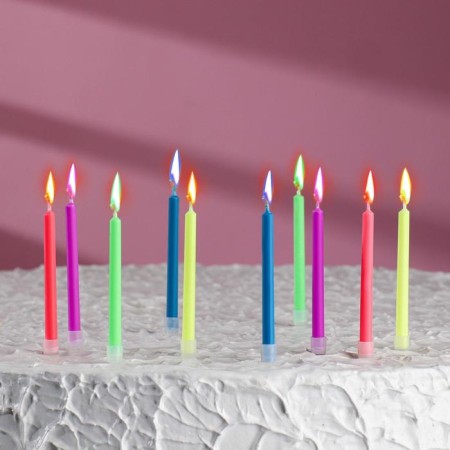 Candles in the cake "Color Flame", 6 cm, set 10 pcs