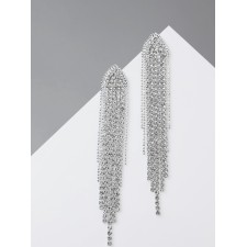 Hanging earrings with rhinestones 