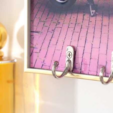 Klyuchnitsa Plastic, MDF 3 hooks "Glamorous scooter" rhinestones, gold 19.3x1.8x29 cm-2