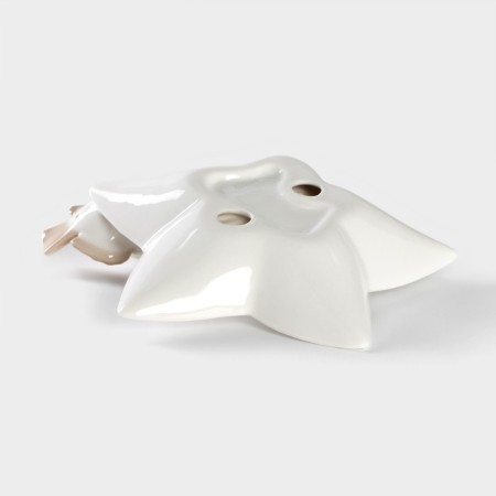 Ceramic serving dish "Doves on a flower", 14 × 13.5 × 4 cm, white color-3