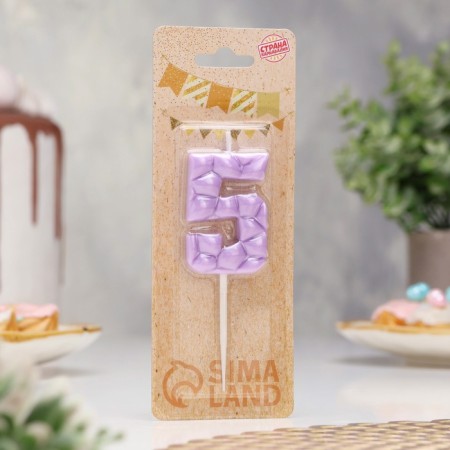 Candle for the cake "ice", number "0", lilac-1