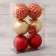 Set of balls plastic D-8 cm, 6 pcs "Beat mesh" golden red