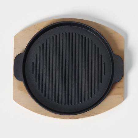 The cast -iron pan on the wooden stand “Circle. Grill ", 25 × 21.3 cm, black color-2