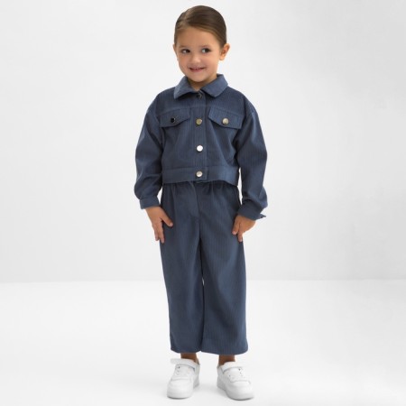Костюм для девочки KAFTAN "Velvet", размер 34 (122-128), цвет синий-5